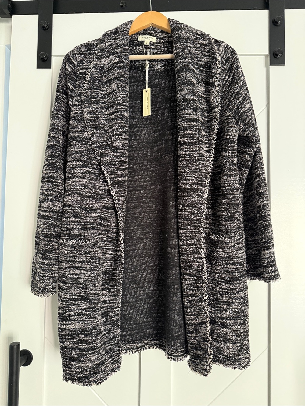 Marled Open-Front Women's Cardigan Sweater - Black & White